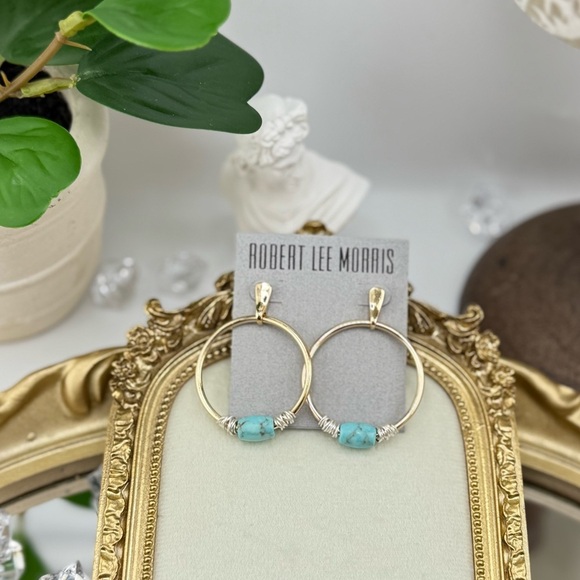 Robert Lee Morris Jewelry - Robert Lee Morris Turquoise Bead Hoop Earrings – Elegant Statement